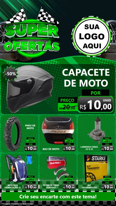 Modelo de Rede Social para Stories com o tema Super Ofertas - Motopeças para Moto peças