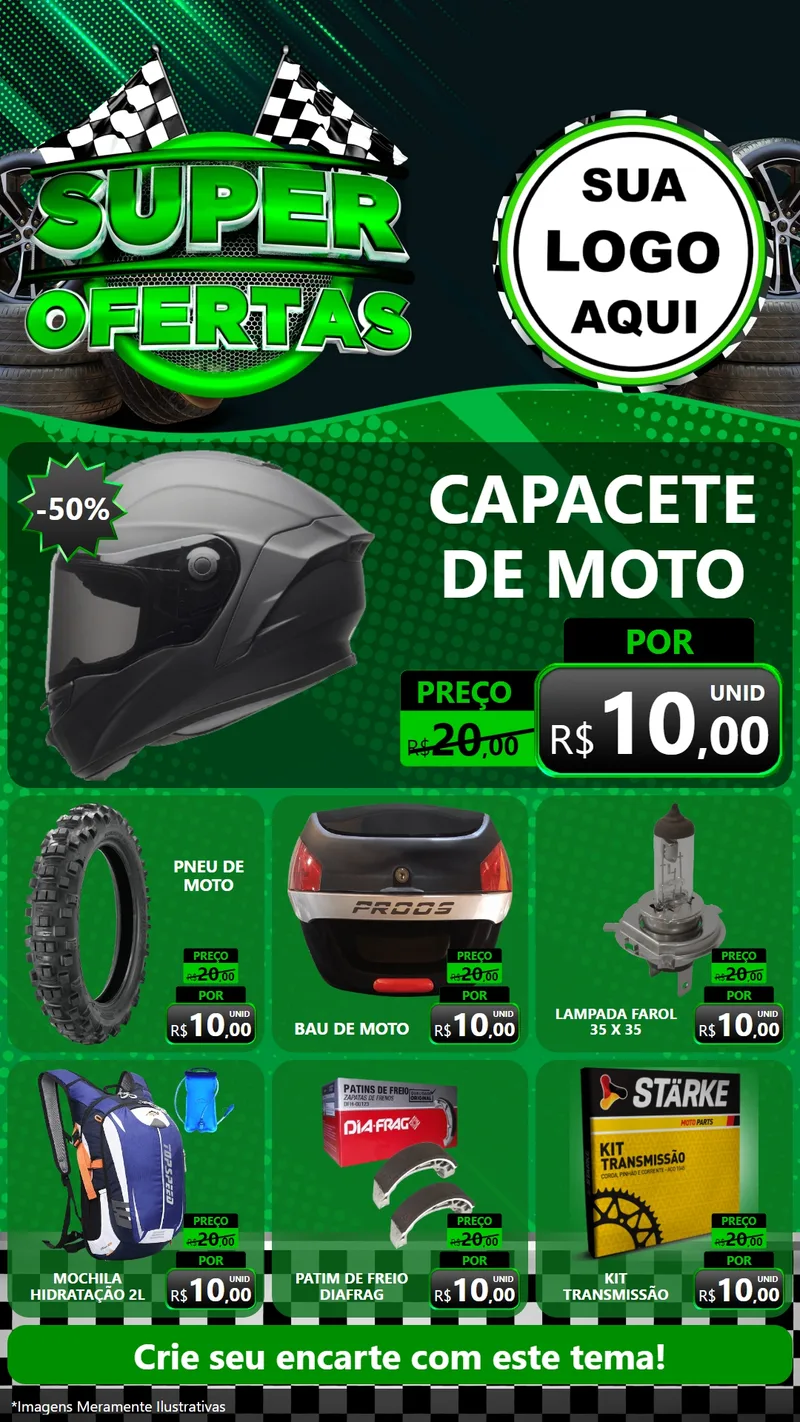 Modelo de Rede Social para Stories com o tema Super Ofertas - Motopeças para Moto peças