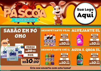 Modelo de Encarte para Encarte A4 Horizontal com o tema Páscoa Fantástica para Produtos de Limpeza
