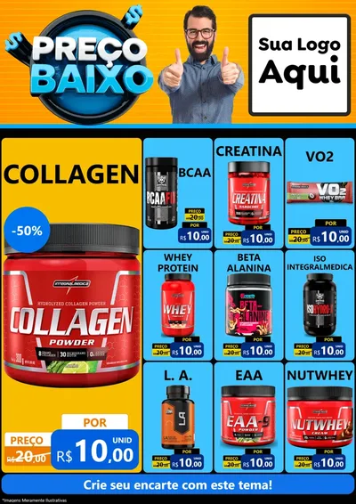 Modelo de Encarte para Encarte A4 Vertical com o tema Preço Baixo para Suplementos alimentares