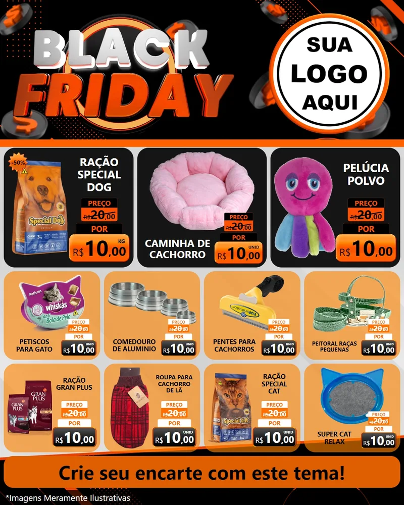 Modelo de Rede Social para Feed Instagram com o tema Black Friday para Pet Shop