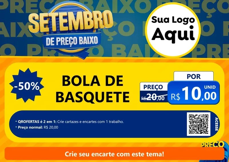 Modelo de Cartaz para Cartaz A4 Horizontal com o tema Setembro De Preço Baixo para Artigos Esportivos