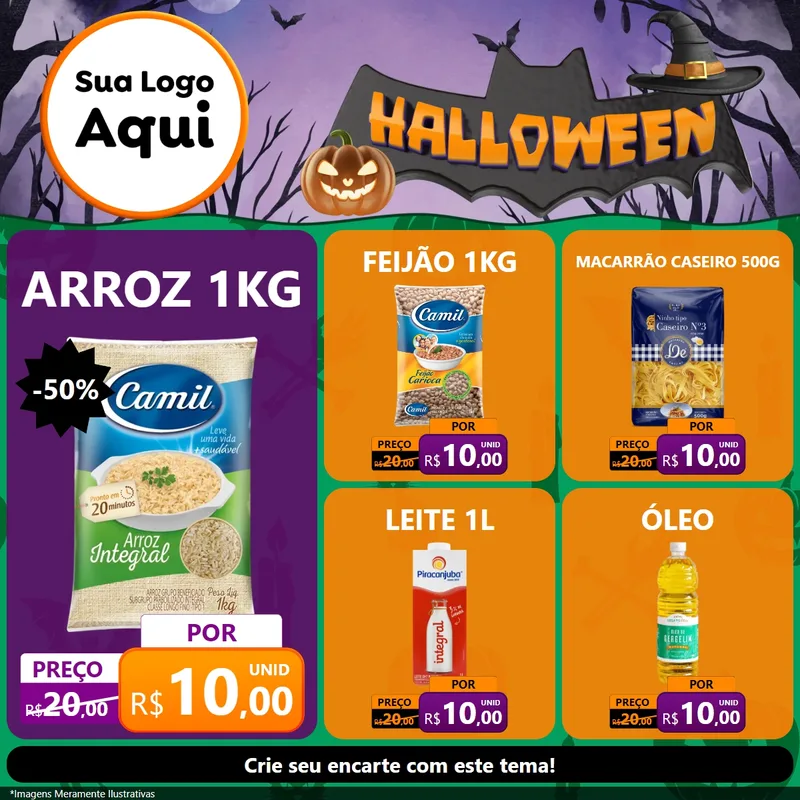 Modelo de Rede Social para Feed Facebook com o tema Halloween para Supermercado