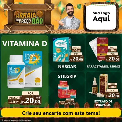Modelo de Rede Social para Feed Facebook com o tema Arraiá do preço bão para Farmácia