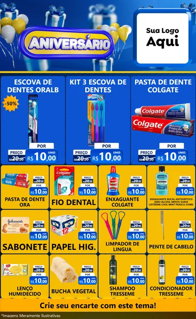 Modelo de Encarte para Encarte Grande com o tema Aniversário para Higiene Pessoal
