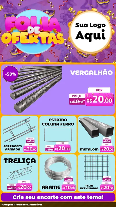 Modelo de Rede Social para Stories com o tema Folia de Ofertas para Ferragens