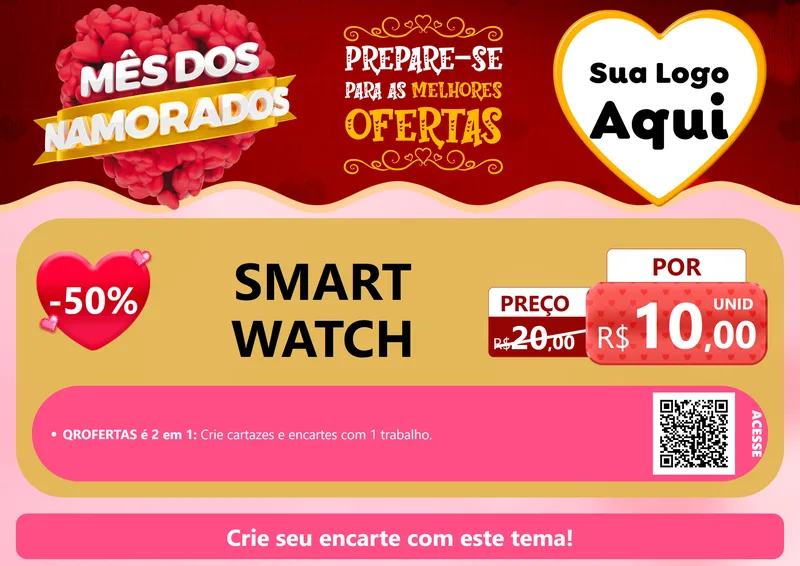 Modelo de Cartaz para Cartaz A4 Horizontal com o tema Mês dos Namorados para Informática