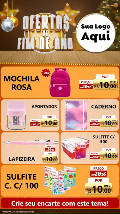 Modelo de TV para TV Vertical com o tema Ofertas de Fim de Ano para Papelaria
