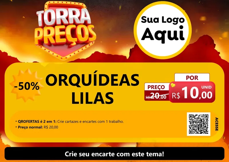 Modelo de Cartaz para Cartaz A4 Horizontal com o tema Torra Preços para Floricultura e jardim