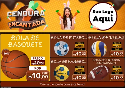 Modelo de Encarte para Encarte A4 Horizontal com o tema Cenoura Encantada - Páscoa para Artigos Esportivos