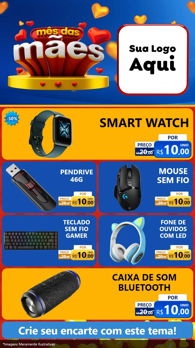 Modelo de TV para TV Vertical com o tema Mês das Mães para Informática