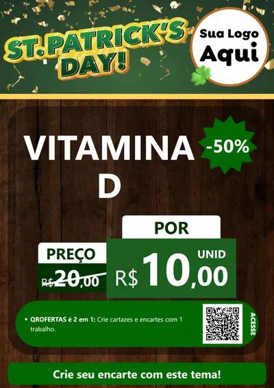 Modelo de Cartaz para Cartaz A4 Vertical com o tema St Patriks Day para Farmácia