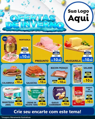 Modelo de Rede Social para Feed Instagram com o tema Ofertas de Inverno para Frios e Laticínios
