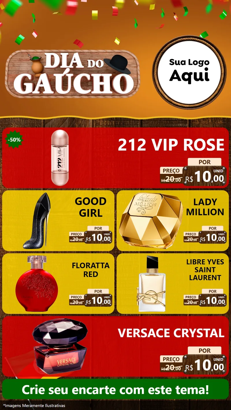 Modelo de TV para TV Vertical com o tema Dia do Gaúcho para Perfumes