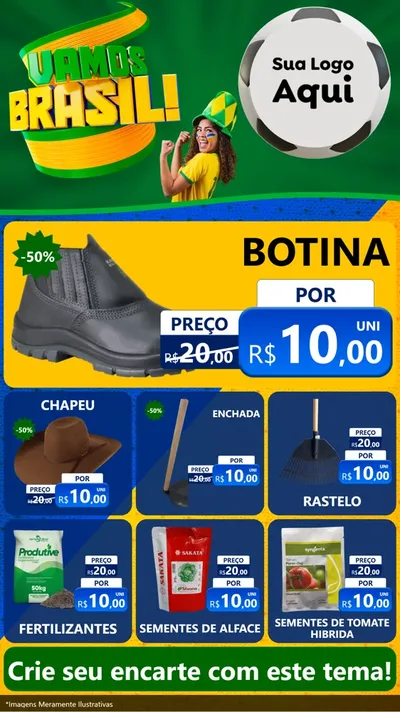 Modelo de Rede Social para Stories com o tema Vamos Brasil - Copa para Agropecuária