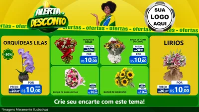 Modelo de TV para TV Horizontal com o tema Alerta de Desconto para Floricultura e jardim