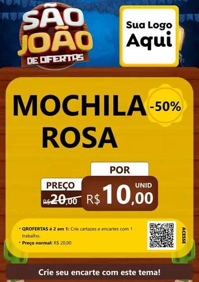 Modelo de Cartaz para Cartaz A4 Vertical com o tema São João Ofertas Imbatíveis! - Junina para Papelaria