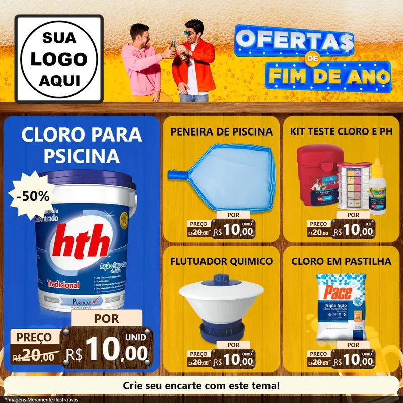 Modelo de Rede Social para Feed Facebook com o tema Ofertas de Fim de Ano para Produtos para Piscina