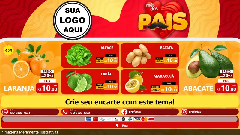 Modelo de TV para TV Horizontal com o tema Mês Dos Pais para Hortifrúti