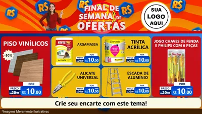 Modelo de TV para TV Horizontal com o tema Final de Semana de Ofertas para Material para Construção