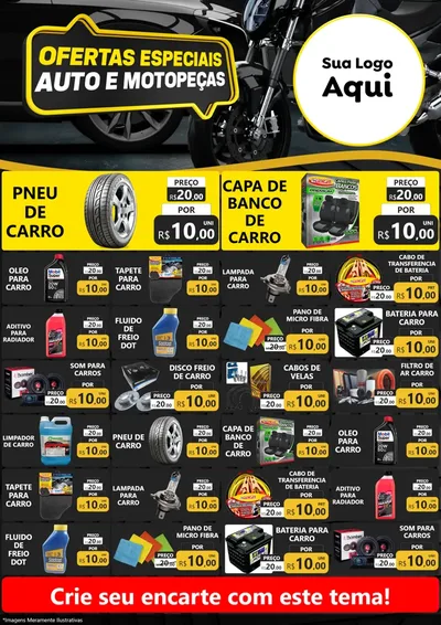 Modelo de Encarte para Encarte A4 Vertical com o tema Ofertas Especiais Auto e Motopeças para Auto peças