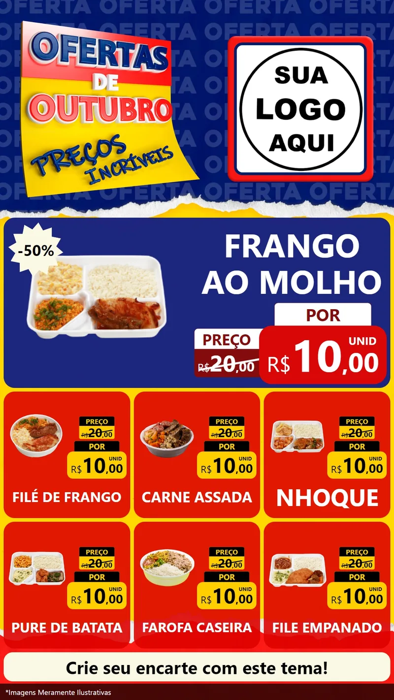 Modelo de Rede Social para Stories com o tema Ofertas de Outubro - Preços Incríveis para Restaurante