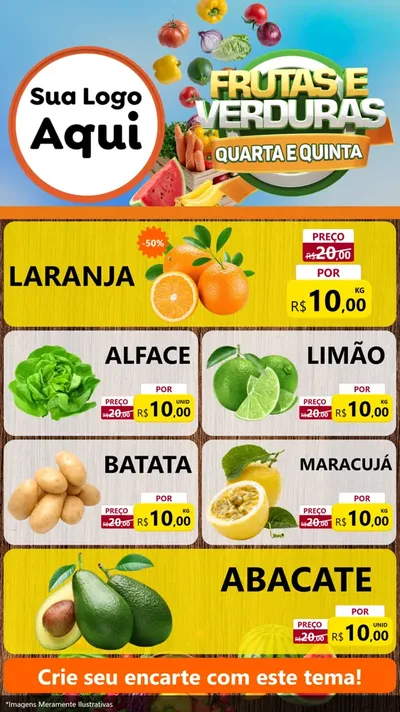 Modelo de TV para TV Vertical com o tema Frutas e Verduras Quarta e Quinta para Hortifrúti