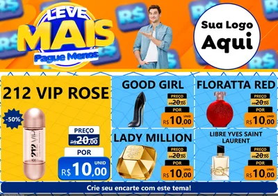 Modelo de Encarte para Encarte A4 Horizontal com o tema Leve Mais, Pague Menos para Perfumes
