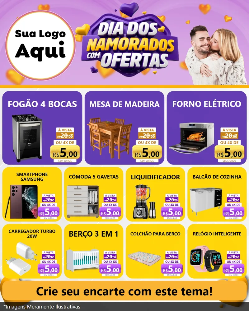 Modelo de Rede Social para Feed Instagram com o tema Dia Dos Namorados Com Ofertas para Móveis e Eletro
