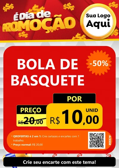 Modelo de Cartaz para Cartaz A4 Vertical com o tema É Dia De Promoção para Artigos Esportivos