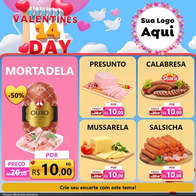 Modelo de Rede Social para Feed Facebook com o tema Valentine's Day para Frios e Laticínios