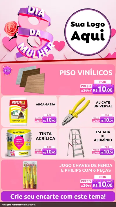 Modelo de TV para TV Vertical com o tema Dia da Mulher para Material para Construção