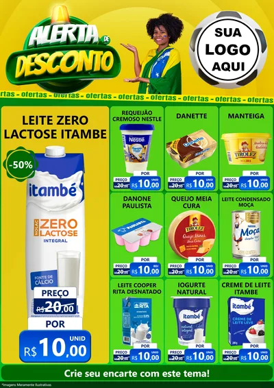 Modelo de Encarte para Encarte A4 Vertical com o tema Alerta de Desconto para Frios e Laticínios