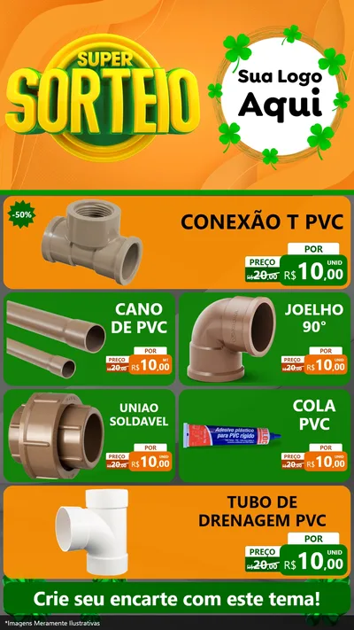 Modelo de TV para TV Vertical com o tema Super Sorteio para Tubos e conexões