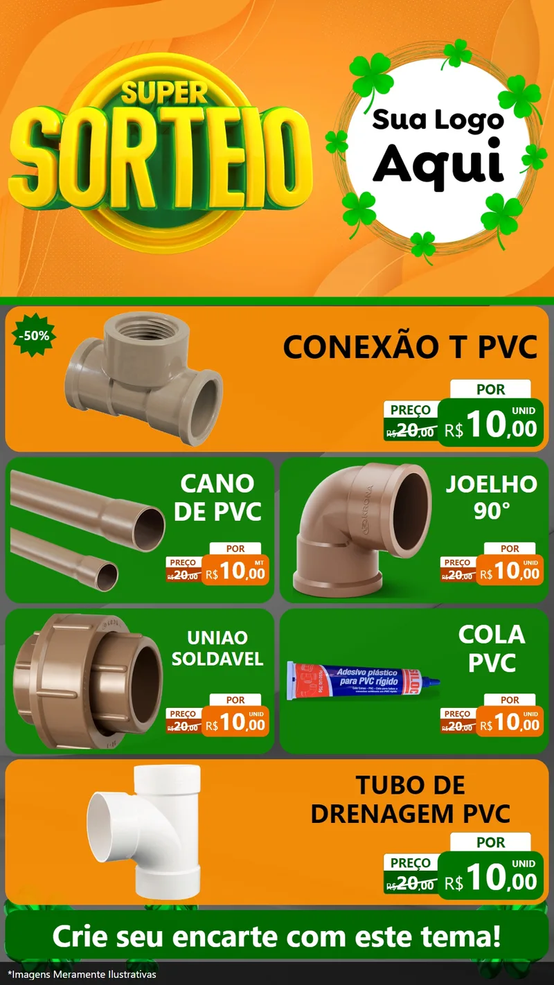 Modelo de TV para TV Vertical com o tema Super Sorteio para Tubos e conexões