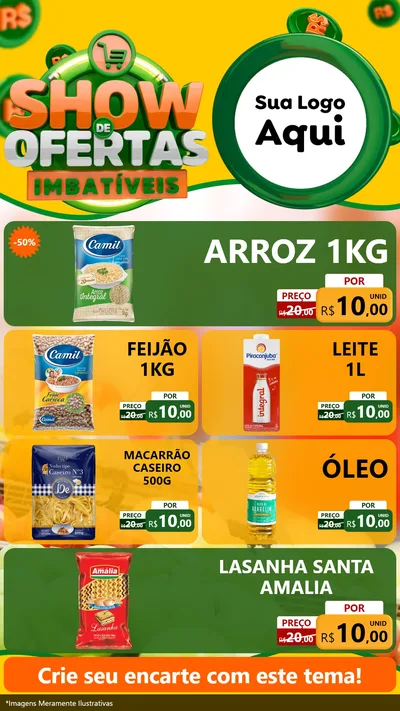 Modelo de TV para TV Vertical com o tema Show de Ofertas Imbatíveis para Supermercado