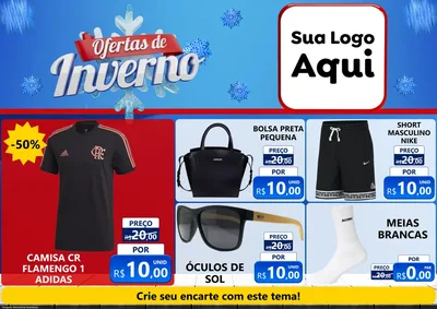 Modelo de Encarte para Encarte A4 Horizontal com o tema Ofertas de Inverno para Roupas e acessórios