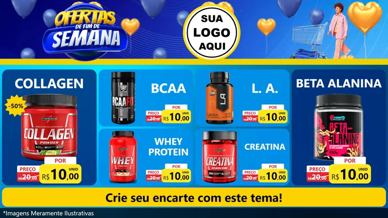 Modelo de TV para TV Horizontal com o tema Ofertas de Fim de Semana para Suplementos alimentares