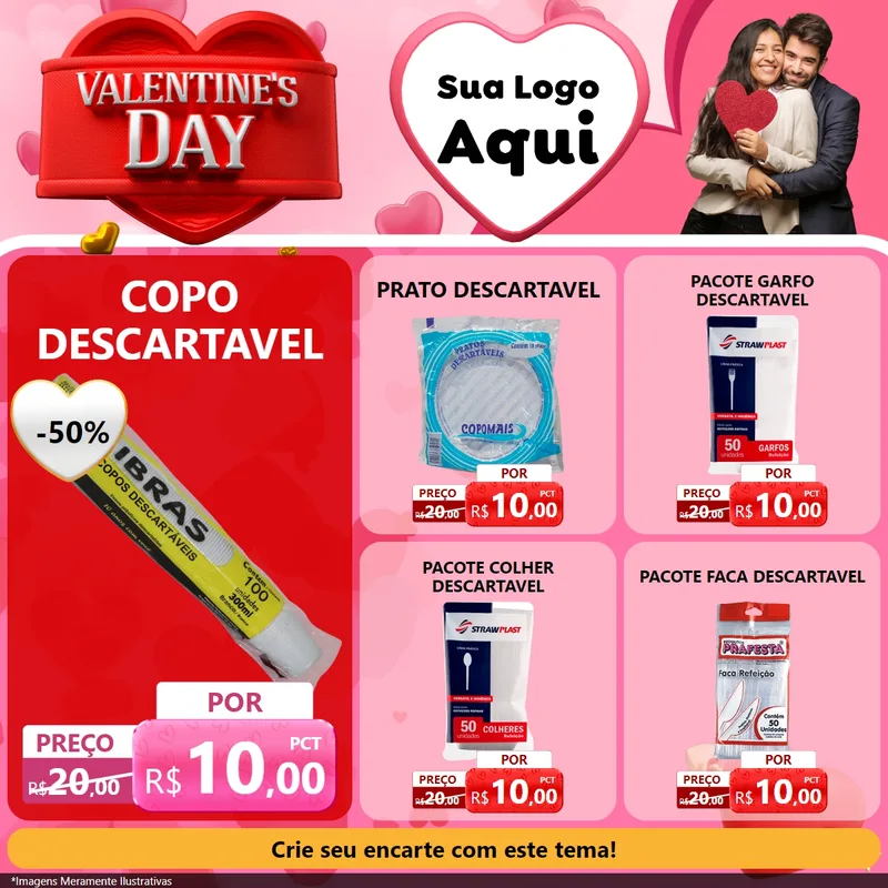 Modelo de Rede Social para Feed Facebook com o tema Valentine's Day para Embalagens