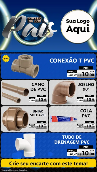 Modelo de TV para TV Vertical com o tema Sorteio Dia Dos Pais para Tubos e conexões