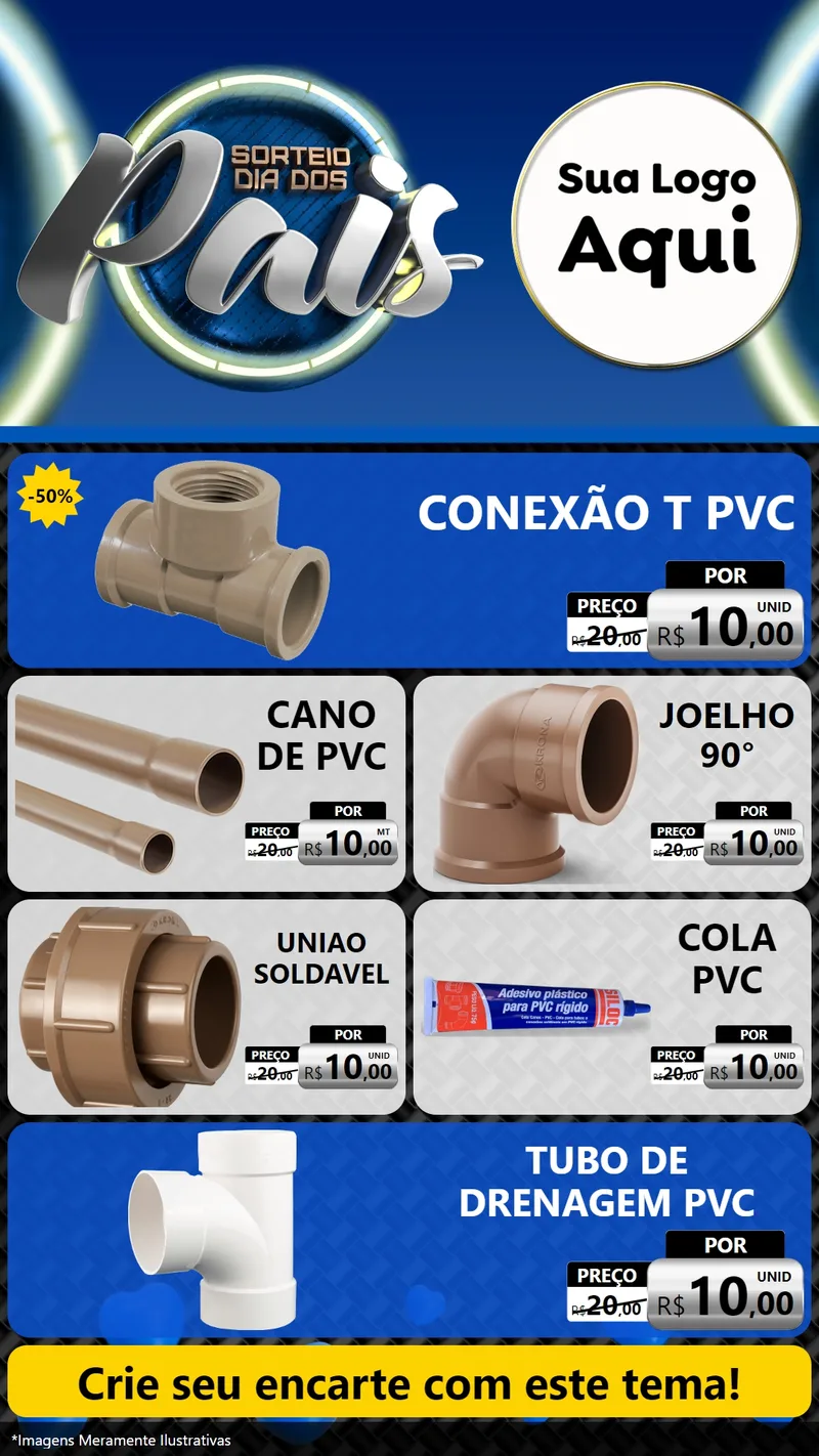 Modelo de TV para TV Vertical com o tema Sorteio Dia Dos Pais para Tubos e conexões