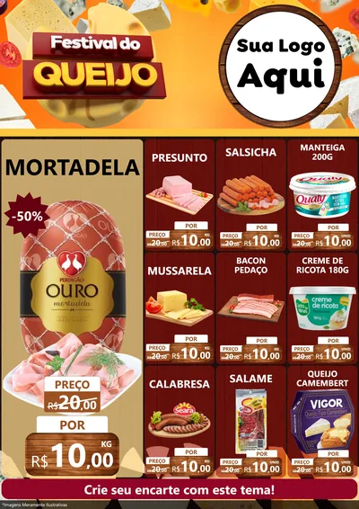 Modelo de Encarte para Encarte A4 Vertical com o tema Festival do Queijo para Frios e Laticínios