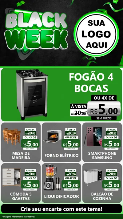 Modelo de Rede Social para Stories com o tema Black Week para Móveis e Eletro