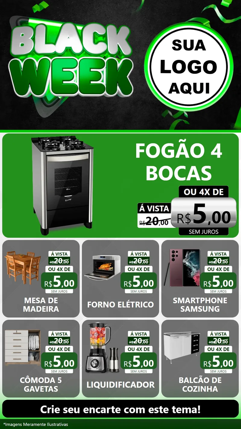 Modelo de Rede Social para Stories com o tema Black Week para Móveis e Eletro