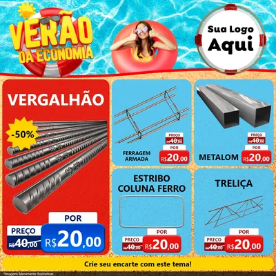 Modelo de Rede Social para Feed Facebook com o tema Verão da Economia para Ferragens