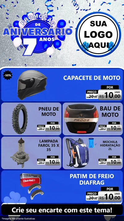 Modelo de TV para TV Vertical com o tema Promoção de Aniversário - 7 Anos para Moto peças