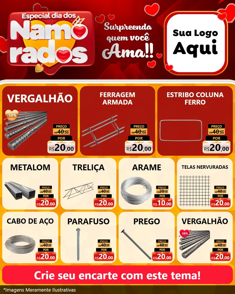 Modelo de Rede Social para Feed Instagram com o tema Especial Dia dos Namorados para Ferragens