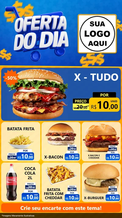 Modelo de Rede Social para Stories com o tema Oferta do Dia para Hamburgueria