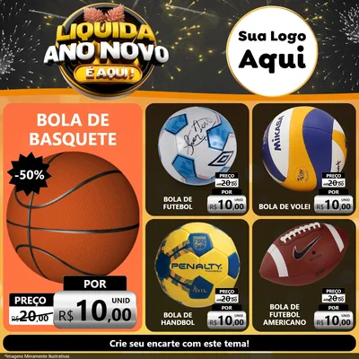 Modelo de Rede Social para Feed Facebook com o tema Liquida Ano Novo É Aqui! para Artigos Esportivos