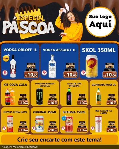 Modelo de Rede Social para Feed Instagram com o tema Especial Páscoa para Distribuidora de bebidas